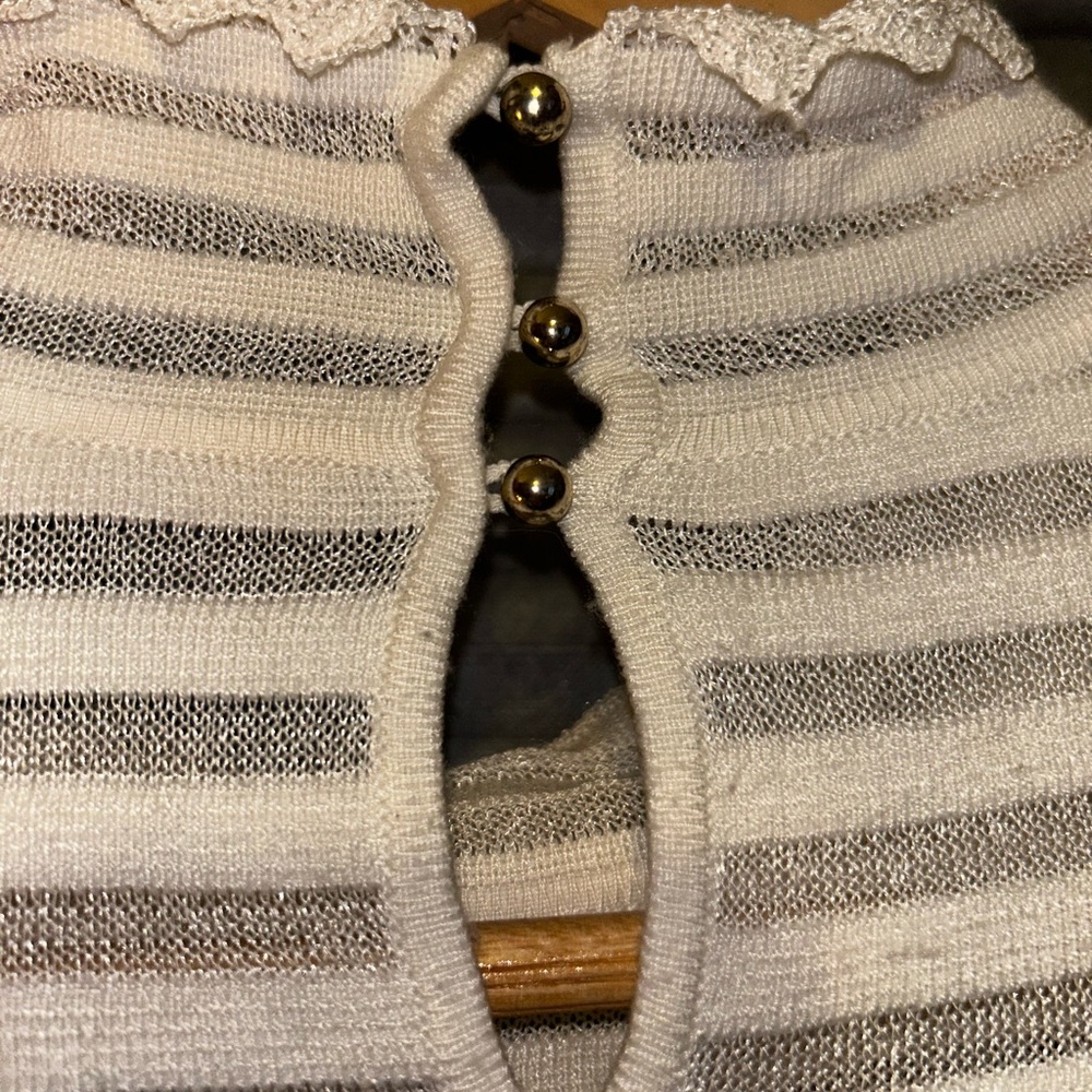 WHBM Lace Detail Mock Neck Long Sleeve Top - Picture 5 of 6